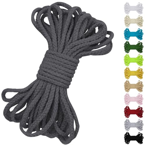 Uiopa Baumwollkordel 7mm x 10m, Kordelband Natürliche Makramee Garn 7mm Geflochten, Dicke Kordel Baumwollseil für Kordelzug, Pflanzenaufhänger, Wandbehang, Traumfänger, Garten, DIY-Projekte
