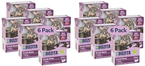 Bozita Häppchen in Gelee mit Pute Multibox 6x370g im Tetra (Packung mit 2)