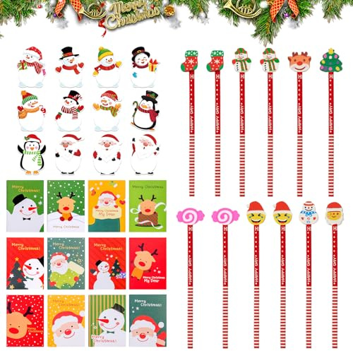 Weihnachten HB Bleistift,Haftnotizen Weihnachten, Weihnachten Notizblock,Weihnachten Bleistifte, Weihnachtsstifte für Schulbüro Familie Briefpapier Versorgung Geschenk Kinder Party Gastgeschenk (A)