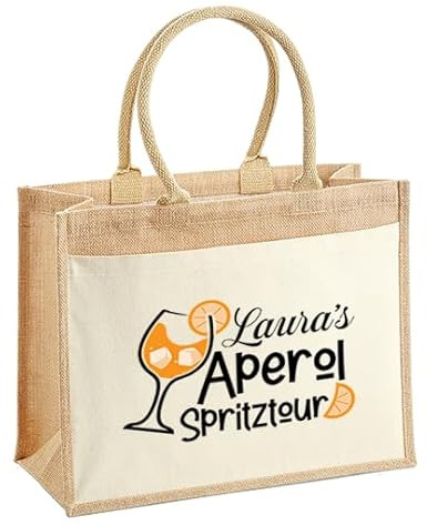 LIEBTASTISCH - Jutetasche mit Personalisierung - Aperol Spritz - Geschenk-Tasche - Verpackung - Kollegin - Freundin - Getränk (M)