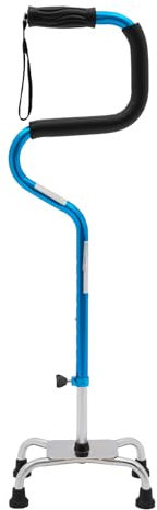 WindWilder Spazierstock Gehstock, Gehhilfe mit 26x18cm Basis, Verstellbarer Gehstock Höhe 78-95.9cm, Aluminiumlegierung Ultraleichter Quadripod-Stock, Max. Tragfähigkeit 136kg/300 lbs (Blau)