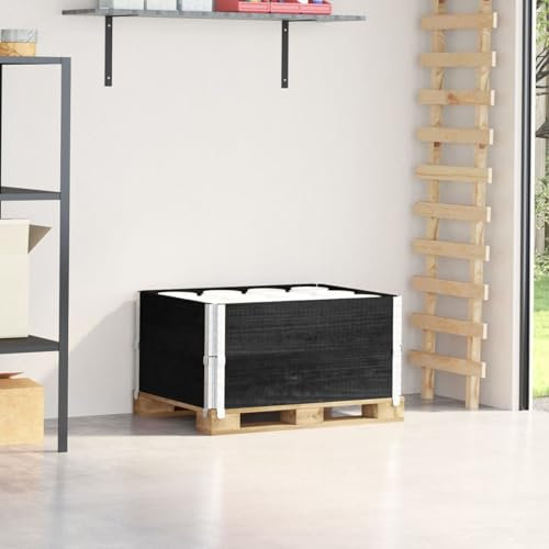 Juroupi Pallet Collars 2 pcs Black 80x60 cm Solid Wood Pine,Pallet Collars,Versatile for Storage or Raised Garden Bed,Space Saving-4010269