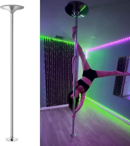 AVLLSO Pole Dance Stange Stripper Pole Komplettset, Abnehmbare drehbare Stahlstange für zu Hause für Übungsclub-Partys, Maximale Belastung: 440 Pfund(3.2M-3.6M/10.5ft-11.8ft)