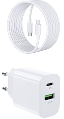 [1 Pièce] Chargeur USB-C 30W, 2 Ports [USBC + USBA] avec Câble USB-C 2M-pour i-Phone 11/12/13/SE/14/15/16 Pro Max, Chargeur Rapide PD3.0 USB A+C, Adaptateur Double Port