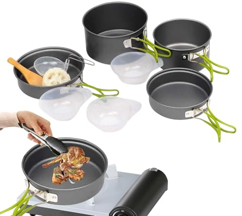 Set di Cucina da Campeggio - Set Da Cucina Per Viaggi Outdoor | Padelle Impilabili Da Esterno Con Manico Per Campeggio Viaggi In Sopravvivenza Escursionismo Picnic Dormitorio Attività