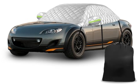 Half Car Cover replacement for Mazda MX-5 Miata MK3 NC 2005-2015, Soft Top Roof Protection Anti Hail Car Cover Waterproof, Thickened Snow Cover with Windproof Strap Reflective Tape