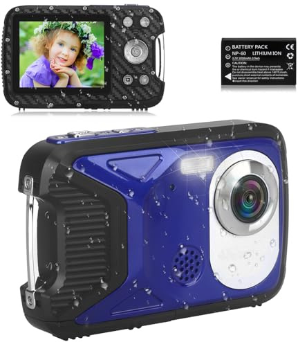 Waterproof Digital Camera HD 1080P 36MP Compact Digital Camera for Kids Point and Shoot Portable for Teens Students Boys Girls/recording/IPS large screen/strobe/USB charging