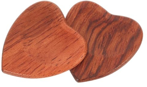 MOTHNUR 2 Stück Teiliges Holz Plektrum Herzform Basswood Gitarrenplektren Leicht Kompakt Ergonomisch Gitarrenzubehör für Akustikgitarren Musiker Geschenk