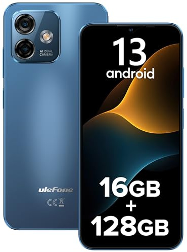 Ulefone Note 16 Pro Telephone Portable Pas Cher 50MP+8MP 16Go+128Go/TF-256Go 4400mAh Smartphone Pas Cher 6.52 Android Smartphone Débloqué 4G Dual SIM GPS/OTG/Face ID/Fingerprint 2 Ans Garantie Bleu