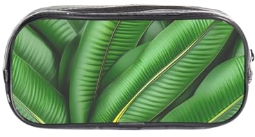 CADREWY Trousse transparente avec imprimé feuille de bananier pour fournitures de bureau de voyage