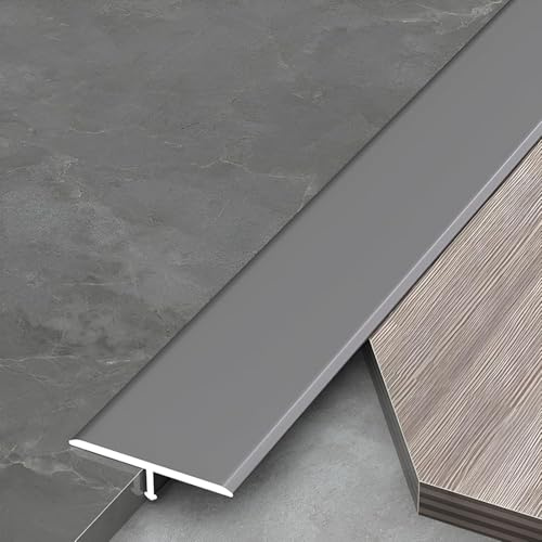 Aluminium T-Übergangsprofil & Übergangsleiste 2x135 cm Schwellen Fugenprofil für Türbereich Wasserdicht Rostfrei Kratzfest Trittfest für Fliesen Laminat Vinyl innen Bad Küche(Grau,Breite: 3cm)