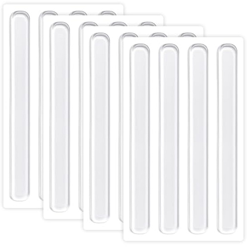 Furniture Bumpers, Transparent Door Slam Stopper, 16 Pcs | Flexible Silicone Strips Cushion Impact, Self-Adhesive Backing Removes Cleanly, Suitable for Cabinets and Doors