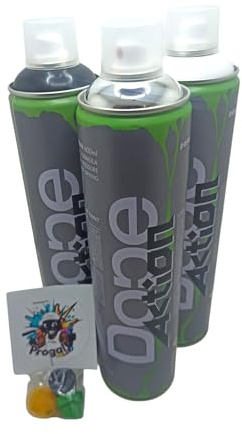 PROGAL COLORS DOPE CLASSIC Lot de 6 sprays Graffiti Acrylique 600 ml Basse Pression 3 Couleurs (Blanc, Noir, Argent) avec 3 Buses de Rechange Peinture Acrylique Art Urbain