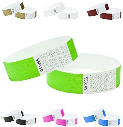J&R Armbänder, papierähnlich, hergestellt aus Tyvek® 1000 Stück mit 17 Farbvarianten zur Auswahl., Neon Lime