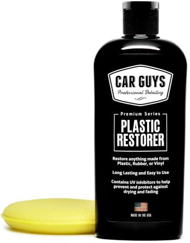 CAR GUYS Plastic Restorer | Bring Plastic, Rubber, and Vinyl Back to Life! | User Friendly Trim Restorer | Safe Auto Detailing Supplies | 8 Oz Kit with Foam Applicator