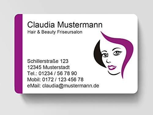 100 Visitenkarten, laminiert, 85 x 55 mm, inkl. Kartenspender - Friseur Friseurin