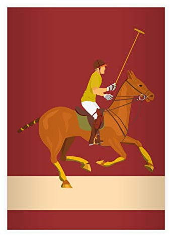 Kartenkaufrausch 16 Elegante Polo DIN A4 Schulhefte, Rechenhefte für Pferd und Reiter, rot Lineatur 7 (kariertes Heft 16 Blatt/32 Seiten) Notizheft, Kladde für Schule, Universität, Büro