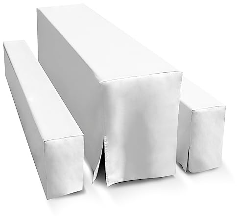 TEXMAXX® Hussen Bierzeltgarnitur 5-teiliges Set - 50 cm x 220 cm in Weiß / 2 Bierbank Hussen mit Polster & Biertisch Husse für Bierzeltgarnitur