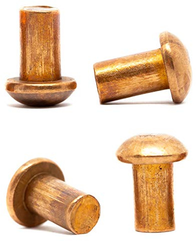 Lot de 20 rivets à tête ronde en cuivre massif M4 (4 mm x 10 mm) DIN 660 D01D