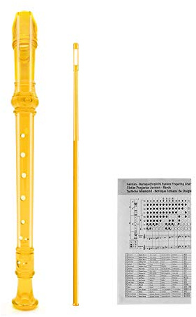 SJOYS 8-Hole Soprano Descant Recorder Kids Music Flute with Cleaning Rod & Case Bag For School Student Home Entertainment Transparent Orange