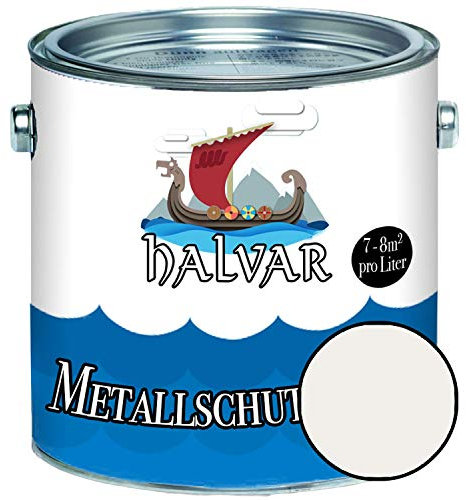 Halvar Metallschutzlack SEIDENMATT Weiß/Grau/Schwarz RAL 9001-9018 Metallfarbe besonders robuster Kunstharzlack Wetterbeständig & perfekter Langzeitschutz Metall (1 L, RAL 9016 Verkehrsweiß)