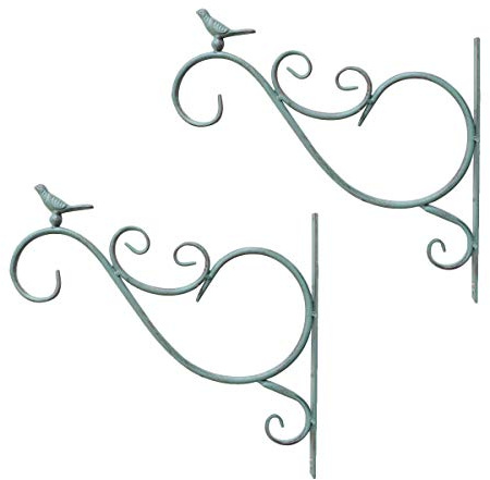 TentHome Vintage Blumenampelhalter Blumenampelhaken Wand 2 Stück Wandhalterung hängende Halterung Pflanze Haken mit Vogel Figur für Blumentopf, Blumenampel, Hängekörbe, Windspiele, Laternen, grün | Pflanzenaufhänger Blumenampelhaken zum Aufhängen von Blumentopf Blumenampel Hängekörbe Windspiel Laternen Grün 2 St.