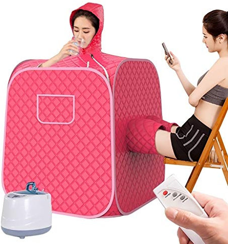 Sauna steamer,lazy spa, Portable Steam Home Sauna Steamer,Double Lightweight Sauna Tent,Full Body Spa for Weight Loss Detox Therapy,1-9 gear adjustment (Color : Red)