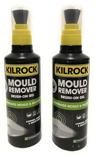 Kilrock Mould Remover Brush-On Gel 2 x 250ml - Eliminates Mould & Mildew - Accurately Target Areas of Mould Growth - For use in Baths, Showers, Corners, Edges, Grout Lines