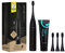 happybrush [Testsieger*] Elektrische Zahnbürste ECO VIBE 3 Schwarz - Schallzahnbürste mit 6 Wochen Power-Akku inkl. 3 Aufsteckbürsten, Aktivkohle Zahnpasta, von Zahnexperten empfohlen