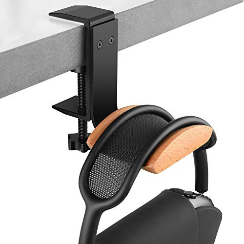Linkidea Kopfhörer-Ständer, kompatibel mit Apple AirPods Max, Holz-Headset-Halterung, Klemmhalterung, Untertisch-Kopfhörer-Haken für Gaming-Kopfhörer, Bürotisch und Tisch (Buche)