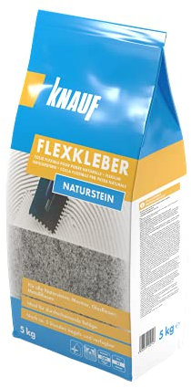 Knauf Flexkleber Naturstein 5-kg – Marmor-Klebstoff und Fliesen-Kleber zum Verlegen von Glas-Fliesen, Glas-Mosaik und Marmor, innen und außen