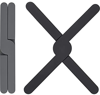 Silicone Folding Trivets 2 Pack Non Slip Heat Resistant for Hot Pans/Cup/Dishes/Plates (Gray and Black)