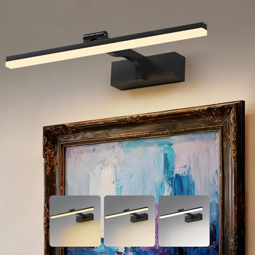 TYhogar Spiegellampe Badezimmer 180° drehbar 3 Farbtemperatur Einstellungen | LED Spiegelleuchte 40cm Schwarz Badlampe Wand 8W 920LM 3000K/4000K/6000K Wandleuchte Wasserdicht IP44 Schminklicht