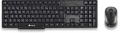 NGS EUPHORIA- Kit Mouse e Tastiera senza Fili 2.4GHz, AZERTY Francese, Nero