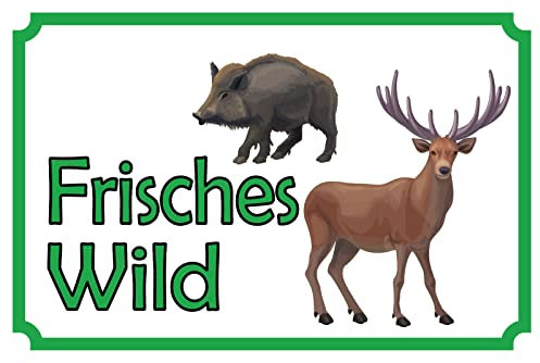 Blechschild 20x30 Frisches Wild Wand Schild Hofladen Marktstand Laden Fleisch Jäger
