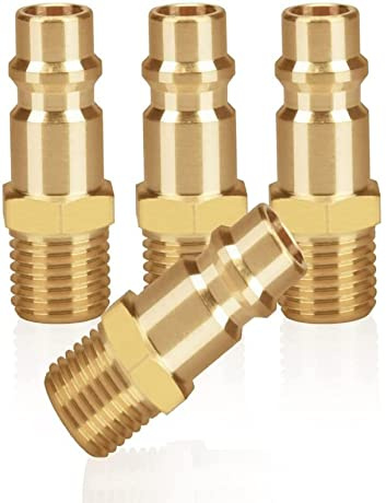 Oumuik Druckluftkupplung Euro Style mit Außengewinde 1/4 Messing AG 1/4 Kupplungsstecker Schlauchstecker Kupplungsdose Ventildose Gewindestecker