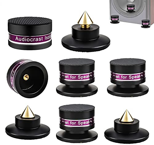 Tertullus 4 Stück Höhenverstellbar Subwoofer Spikes Lautsprecher Spikes Absorbs Sets Mit Untersetzer standfuß Boxen Spikes HiFi Füße Für Lautsprecher,Subwoofer Tragfähigkeit 50KG