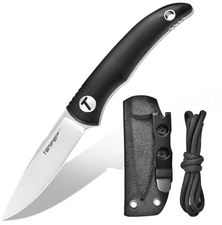 TONIFE Nova Couteau Fixe avec étui Réglable en Kydex Couteau EDC Avec Lame Full Tang de 6,8cm Paracord-Lanyard pour le Camping en Plein air et la Randonnée