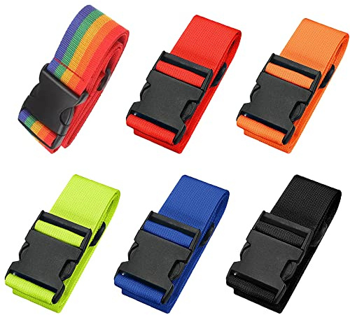 BBAOO Gepäckgurt, 6 Stück Kofferband Gurt, Kofferbänder, Koffergurte Set, Gepäckband, Gepäckgurt Koffer, Für Gepäck, Koffer, Werkzeugkisten, Taschen