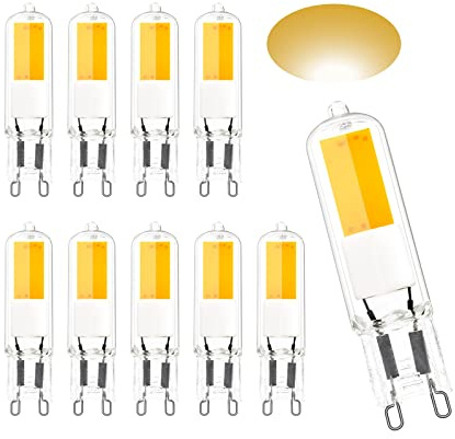 BVCL G9 LED Lampe, Dimmbar 2W G9 LED Leuchtmitte, COB Birne, Ersatz 20W G9 Halogenlampe, 300 Lumen Birnen, AC220-240V, 360° Abstrahlwinkel, Kein Flackern (Color : Natural White, Size : 10pcs)