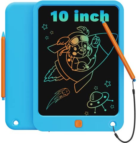TEKFUN LCD Writing Tablet Kids Toys, 10 inch Colorful Doodle Drawing Board Drawing Tablet, Kids Travel Learning Toys Birthday & Christmas Gifts for 3 4 5 6 7 8 Years Old Boys Girls (Blue)