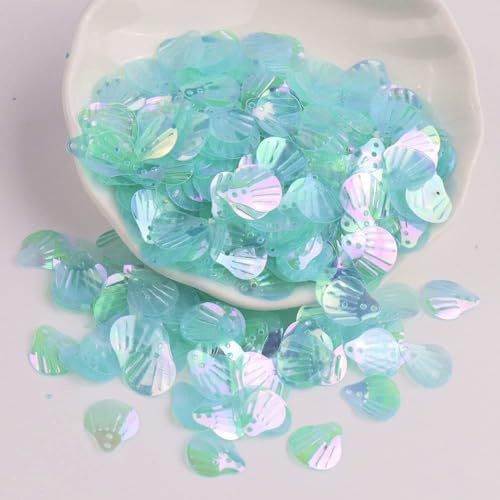 360 unidades de lentejuelas de concha,forma de lentejuelas,manualidades sueltas,lentejuelas iridiscentes hechas a mano,cuentas de color creativo para manualidades,decoración de boda,13 mm,azul B