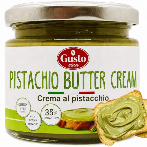 GUSTO ETNA Pistachio Butter Spread Sweet Cream 190g Rich Pistachio and Nut Spread for Knafeh Pistachio Chocolate Bar Italian Pistachio Paste Produ