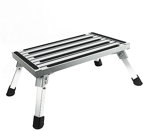 Wohnmobil-Tritthocker, Silber, Verhindert Verrutschen, Faltbarer Wohnmobil-Tritthocker aus Aluminiumlegierung für Camping
