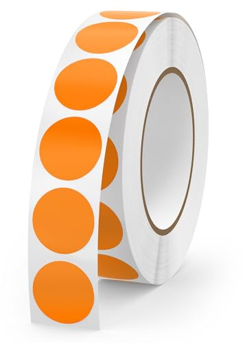 YIKIADA 1000 Stück Orange Klebepunkte 13 mm Selbstklebend Punktaufkleber Runde Etiketten Rolle Markierungspunkte