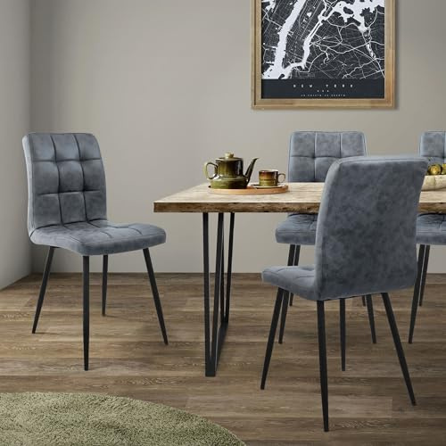 ML-Design matsalsstolar set om 4 antracitfärgade köksstolar i konstläder vardagsrumsstolar med ryggstöd stoppade stolar med metallben ergonomiska stolar för matbord köks- och matsalsstolar