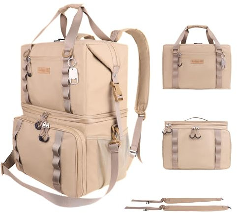 Rucksack-Kühler, Picknickkorb-Rucksack für 4 Personen, 2 isolierte, auslaufsichere Kühlfächer, weicher Picknickkorb, Strand-Picknickkorb, Familien-Picknick-Rucksack für 4 Wandern, Grillen,