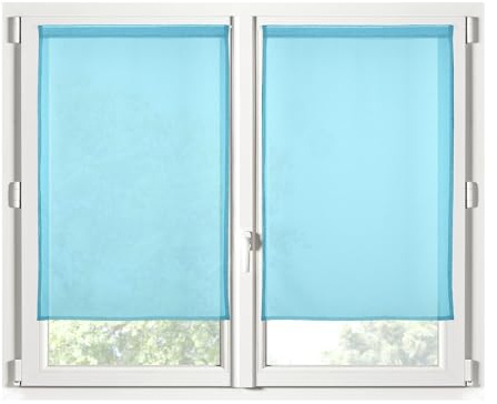 STOF - Paire de Brises-bise -Taille 60x160 cm - 100% Polyester - Couleur Céladon - Modèle Monna - Vitrage - Intimité et Transparence - Uni