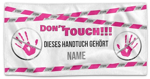 Print Royal PR Personalisiertes Handtuch - Dont' Touch, Dieses Handtuch gehört - mit Name Bedrucken | Badetuch selbst gestalten, Persönliches Fotogeschenk mit Spruch für Frauen, 100 x 50 cm