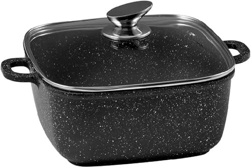 Pradel Excellence - PCUI001025 - Pentola quadrata 24 x 24 cm con coperchio in vetro - Ghisa di alluminio - Rivestimento antiaderente in pietra - Protegge i manici rimovibili - Tutti i fuochi inclusi